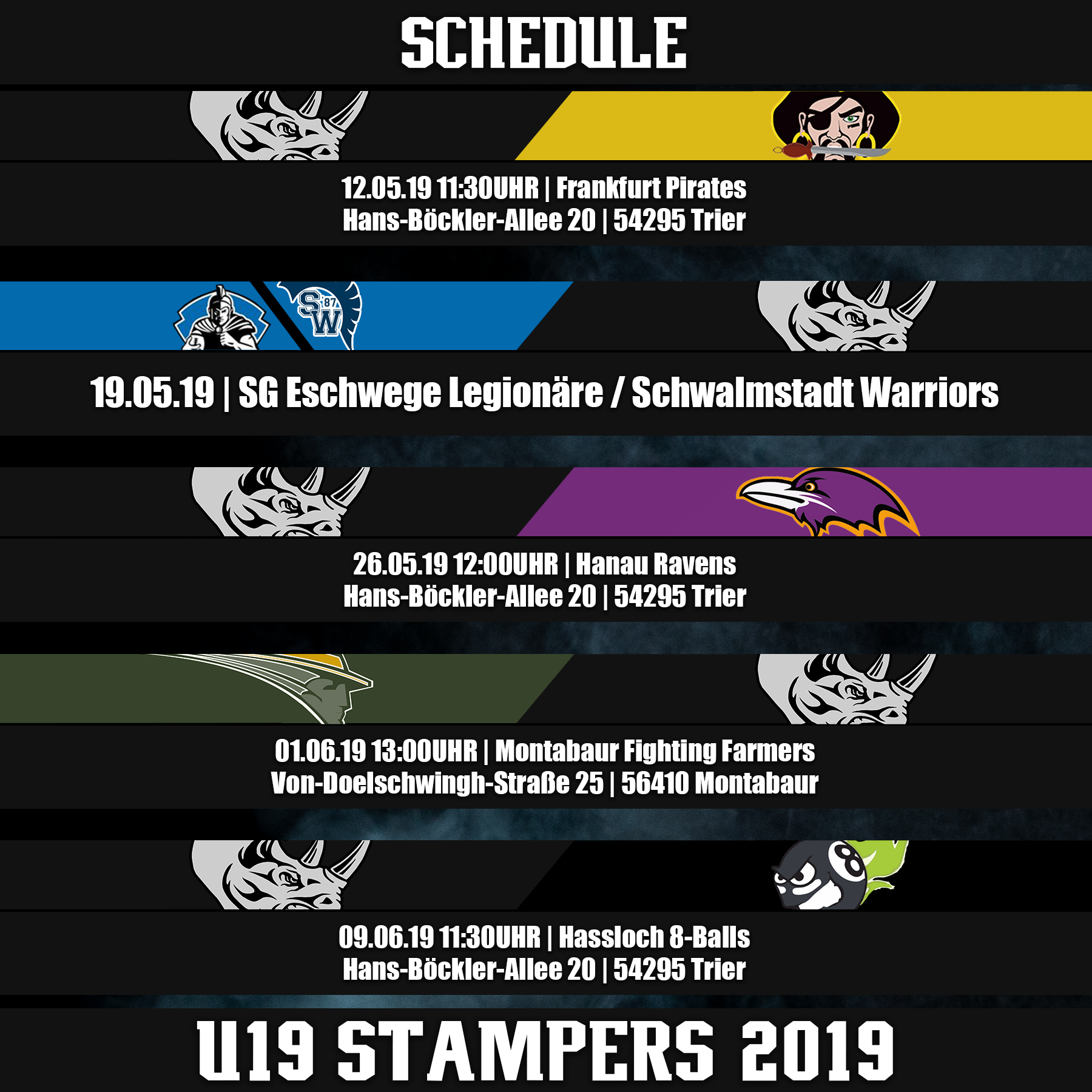 Spieltermine der Herren und U19